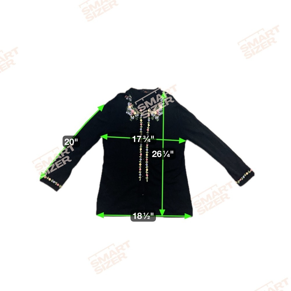 Lilly‎ Black Embroidered Floral Button Front Cardigan Sweater M - Picture 16 of 16